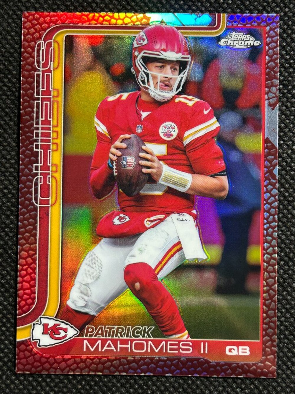 2025-26 Topps Chrome Patrick Mahomes Leather Football Refractor SP NFL #148